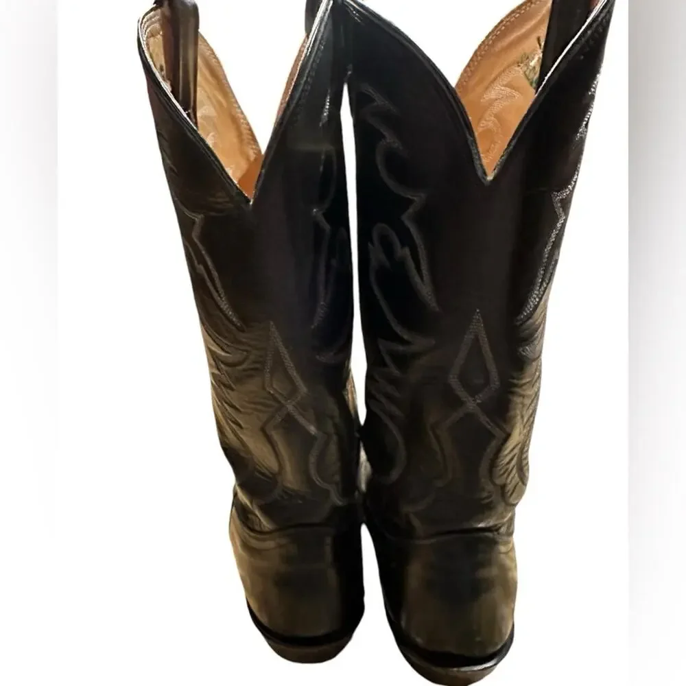 Nocona Boots Black Leather Western Boots Mens Size 8EE